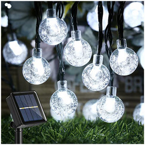 Instalatie solara Globulete Cristal LED, 100 led, Alb Rece