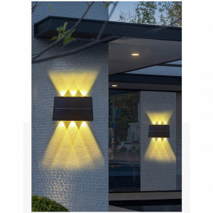 Lampa solara de perete,lumina bidirectionala, 6 LED-uri, panou reglabil