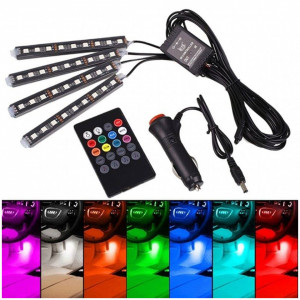 Lumini ambientale auto, 18 LED RGB cu telecomanda