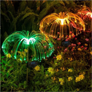 Set 2 x Lampa solara tip meduza, fibra optica LED RGB