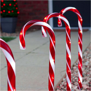 Set 5 Acadele decorative luminoase pentru craciun, Incarcare solara, Multicolor