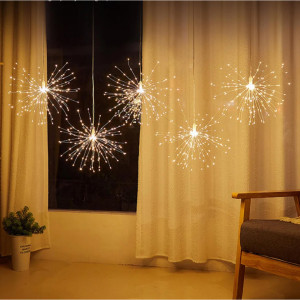 Instalatie 10 artificii decorative, 10 metri, interconectabila, Alb Cald