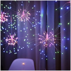 Instalatie 10 artificii decorative, 1200 leduri, 10 metri, interconectabila, Multicolor
