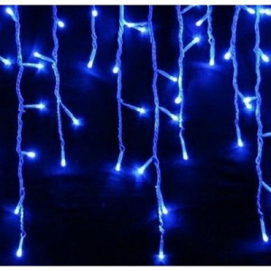 Instalatie perdea luminoasa cu franjuri inegali, lungime 12 m, 300 LED-uri Albastre