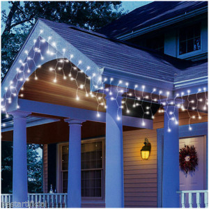 Instalatie decorativa, model franjuri, 360 Led, 15 metri, Alb Rece