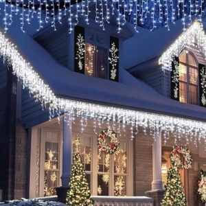 Instalatie exterior, turturi cu FLASH, 25 metri, 500 LED Alb Rece