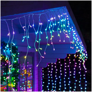 Instalatie Franjuri, 4 x 12 metri, 1200 LED-uri, interconectabile, Multicolor