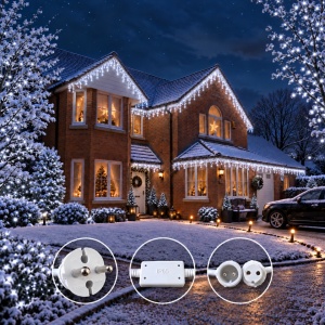 Set 2 x Instalatie exterior, 35 metri, turturi cu FLASH, 700 LED Alb Rece, fir alb gros
