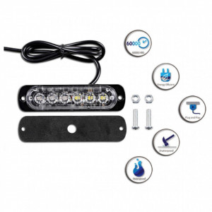 Set 2 x Stroboscop 6 LED, lumina portocalie