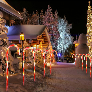 Set 5 Acadele decorative luminoase pentru craciun, Incarcare solara, Alb Cald