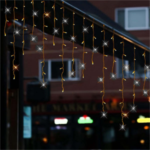 Set 6 x Instalatii franjuri cu FLASH, 60 metri, 1200 LED-uri, Alb Cald, Interconectabile