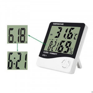Termohigrometru digital 3 in 1 cu ceas, alarma, calendar 