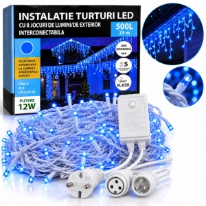 instalatie franjuri 25 metri albastru