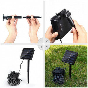 Instalatie solara, 100 led, 12 metri, Alb Cald