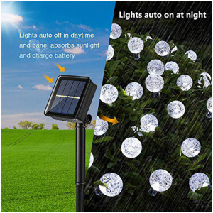Instalatie solara Globulete Cristal LED, 100 led, Alb Rece