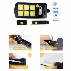 2 x Proiector solar cu 6 celule, 150 LED-uri COB ,telecomanda, sistem prindere, senzor
