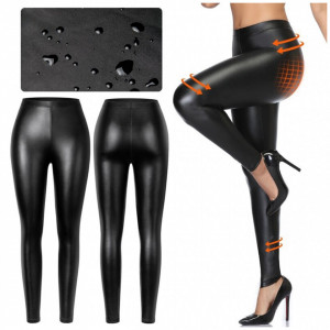 Colanti imblaniti, imitatie piele, marime mare
