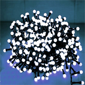 Instalatie luminoasa de craciun, bilute cluster, 10 metri, 480 led, Alb Rece, Interconectabila