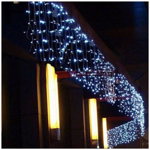 Instalatie Perdea de exterior, cablu siliconic, 120 Led-uri V8, 5 x 1 m, Alb Rece