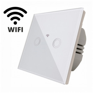 Intrerupator touch dublu, WI-FI, cu panou de sticla