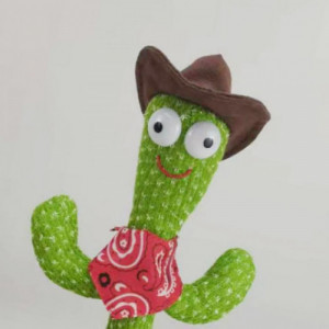 Jucarie interactiva cactus vorbitor si dansator, cu lumini,  32 cm