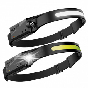 Set 2 lanterne de cap cu acumulator, unghi larg de iluminare, 350 lumeni si senzor miscare