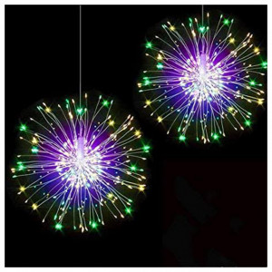 Set 2 x Instalatie artificii 240 LED, cu telecomanda, Multicolor