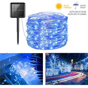 Ghirlanda solara, 100 led, 10 m, Albastru