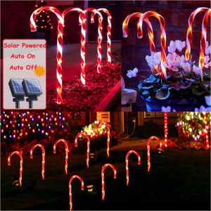 Set 5 Acadele decorative luminoase pentru craciun, Incarcare solara, Alb Cald