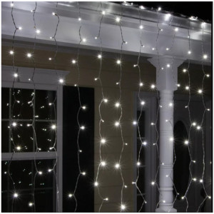 Instalatie Perdea de exterior, cablu siliconic, 120 Led-uri V8, 5 x 1 m, Alb Rece