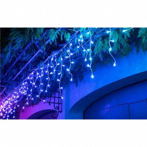 Instalatie perdea franjuri cu FLASH alb rece, turturi interconectabili, 60 metri, 1440 LED, Albastru