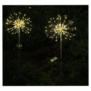 Set 2 x Lampa solara artificii cu suport metalic, 120 LED