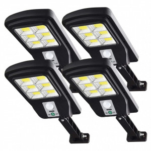 Set 4 x ​Lampa solara cu 6 celule, LED-uri COB si telecomanda
