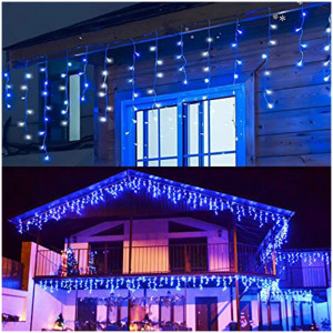 Instalatie decorativa franjuri, 220 Led, 10 metri, Albastru