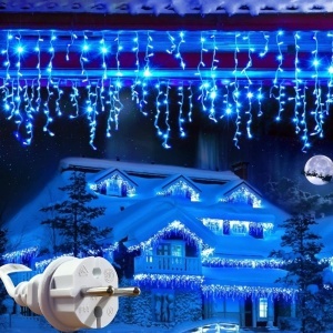 Instalatie exterior franjuri cu turturi FLASH, 35 metri, 700 LED Albastru