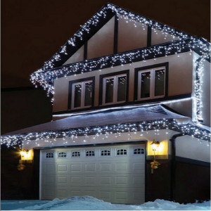 Instalatie franjuri 14 metri, 400 LED Alb Rece
