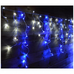 Instalatie Franjuri, 4 x 12 metri, 1200 LED-uri, interconectabile, Alb-Albastru