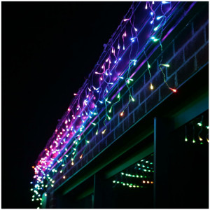 Instalatie Franjuri, 4 x 12 metri, 1200 LED-uri, interconectabile, Multicolor