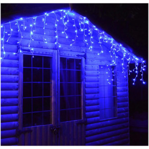 Set 5 x Instalatie franjuri, 60 metri, 1500 LED-uri, Albastru