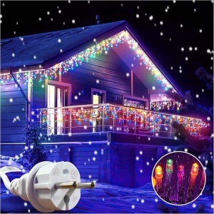 Instalatie franjuri cu FLASH alb rece, 50 metri, 1000 LED turturi, Multicolor, fir gros
