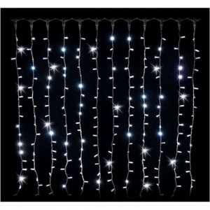 Instalatie Perdea de exterior, cablu siliconic, 120 Led-uri V8, 5 x 1 m, Alb Rece