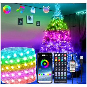 Instalatie Craciun Led-uri RGB, Smart APP, telecomanda, USB, jocuri de lumini in functie de ritm muzica