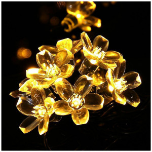Instalatie solara floare de cires japonez Sakura, 100 led, Alb Cald