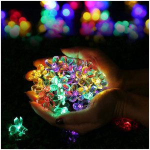 Instalatie solara floare de cires japonez Sakura, 50 led, Multicolor