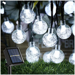Instalatie solara Globulete Cristal LED, 50 led, Alb Rece