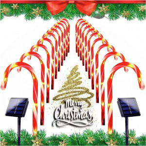 Set 5 Acadele decorative luminoase pentru craciun, Incarcare solara, Alb Cald