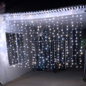Instalatie de Craciun Tip Perdea 8 m x 1 m, 384 LED ALB RECE