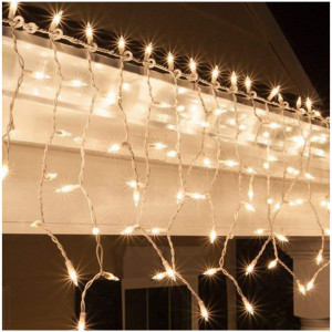 Instalatie franjuri, 12 metri, 240 Led, Alb Cald
