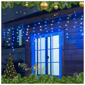 Instalatie luminoasa tip franjuri, 7 metri lungime, 140 Led, Albastru