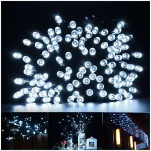 Instalatie solara, 100 led, 12 metri, Alb Rece